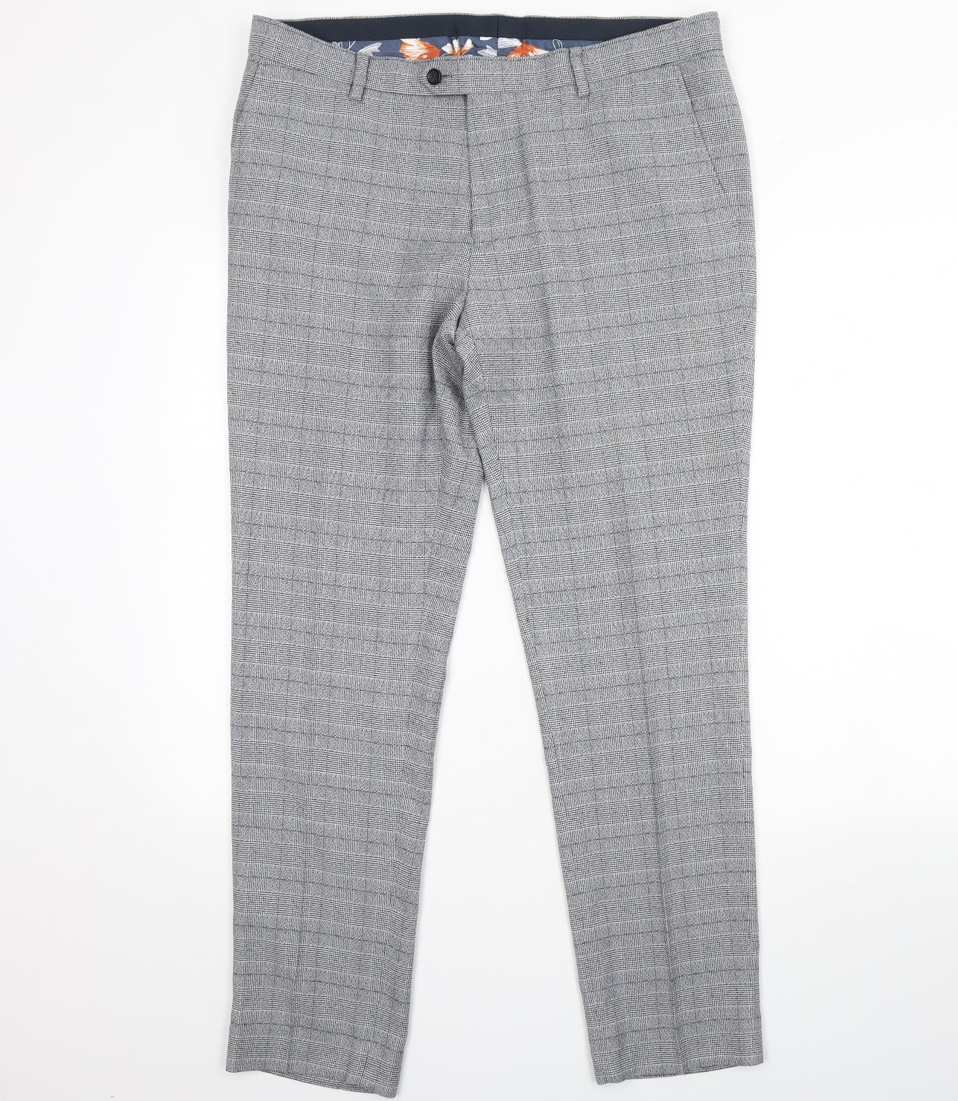 NEXT Mens Grey Plaid  Dress Pants Trousers Size 36 L31 in
