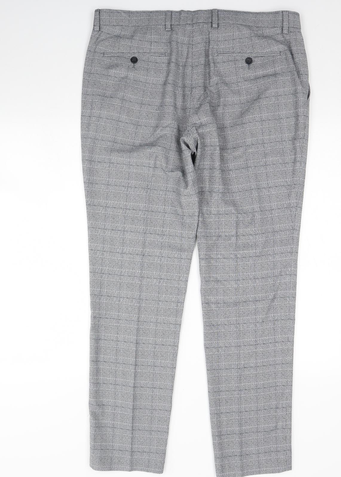 NEXT Mens Grey Plaid  Dress Pants Trousers Size 36 L31 in