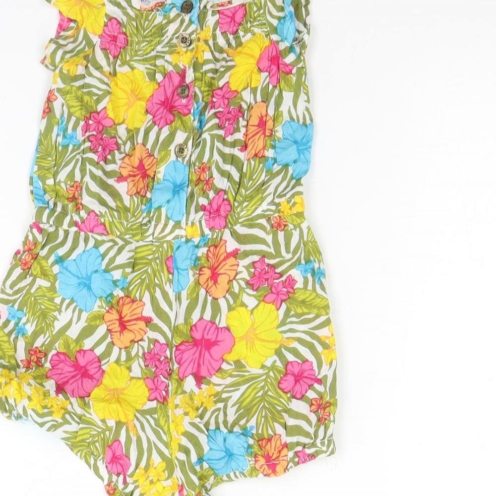 UBS 2 Girls White Floral  Dungaree One-Piece Size 24 Months