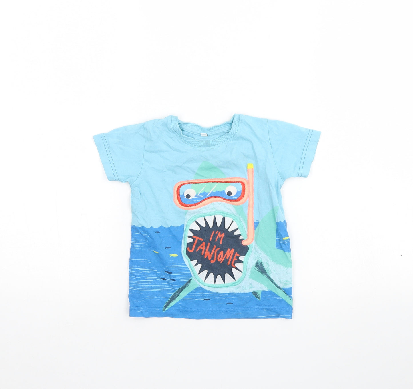 Preworn Baby Blue   Basic T-Shirt Size 18-24 Months  - shark