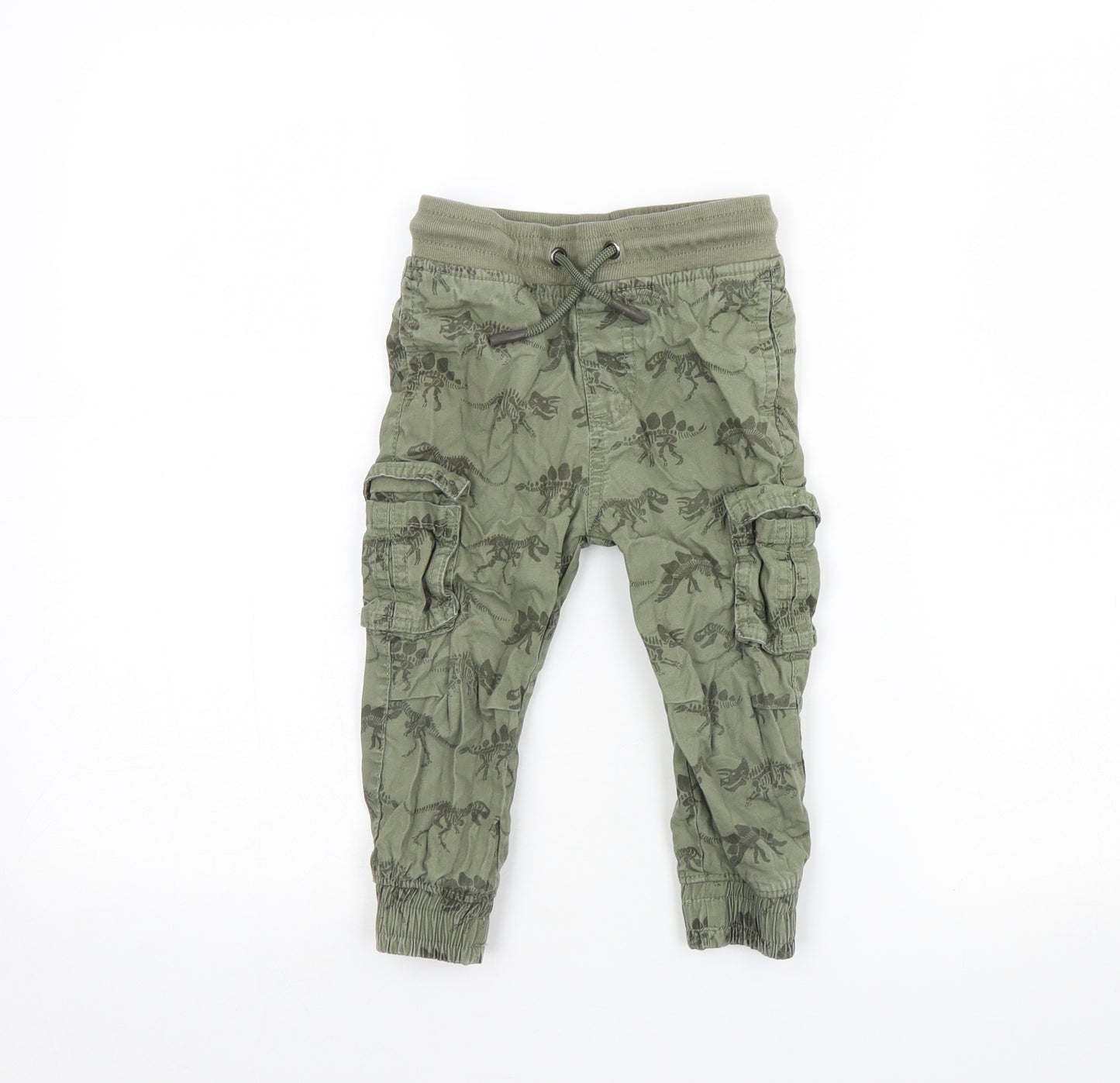 F&F Baby Green Animal Print  Jogger Trousers Size 18 Months  - Dinosaur