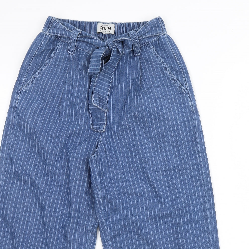 NEXT Womens Blue Striped Denim Straight Jeans Size 8 L28 in
