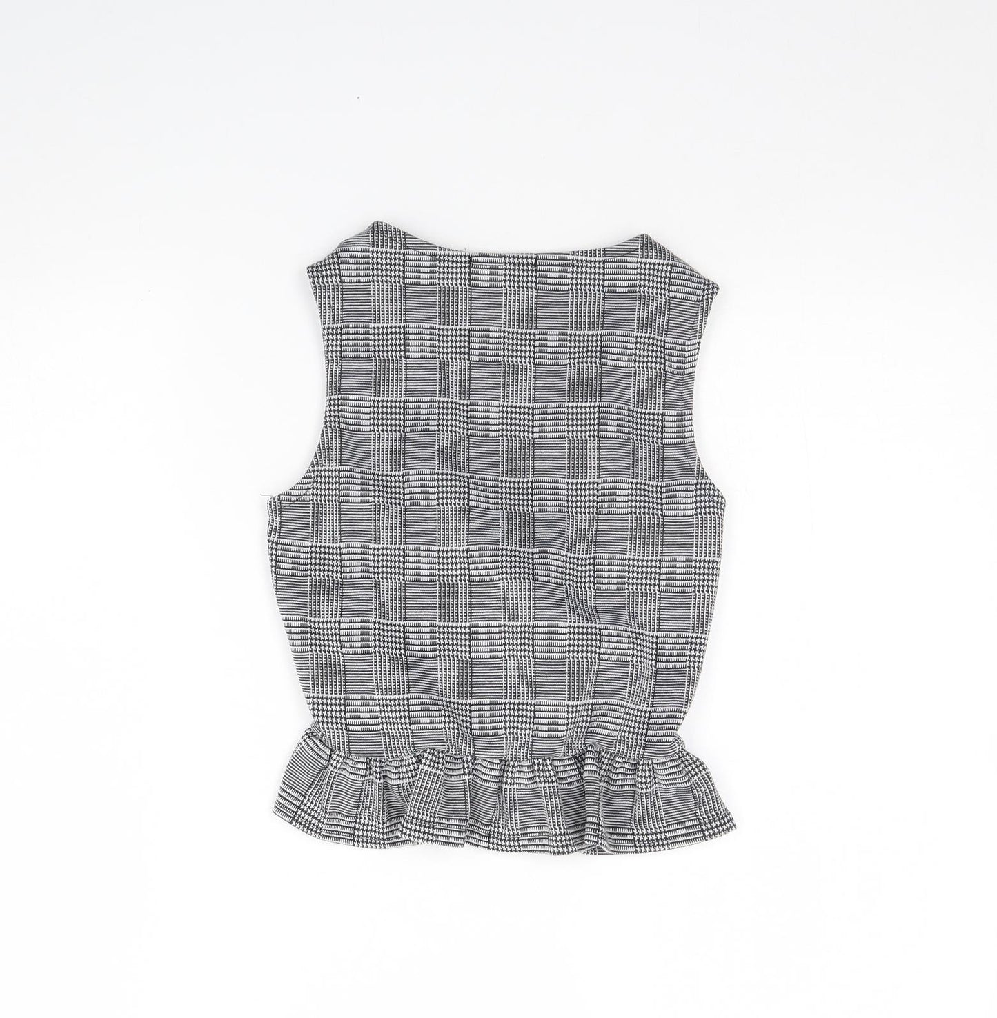 Boohoo Womens Black Plaid  Basic Tank Size 8