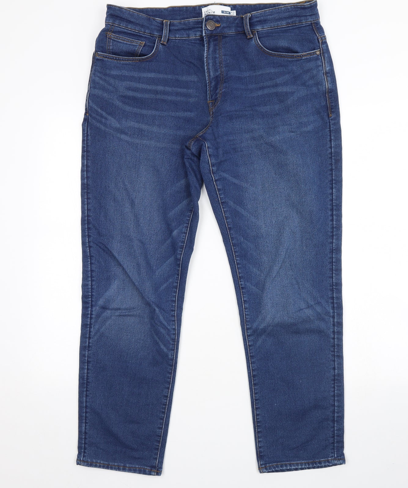 Easy Mens Blue  Denim Straight Jeans Size 34 L30 in