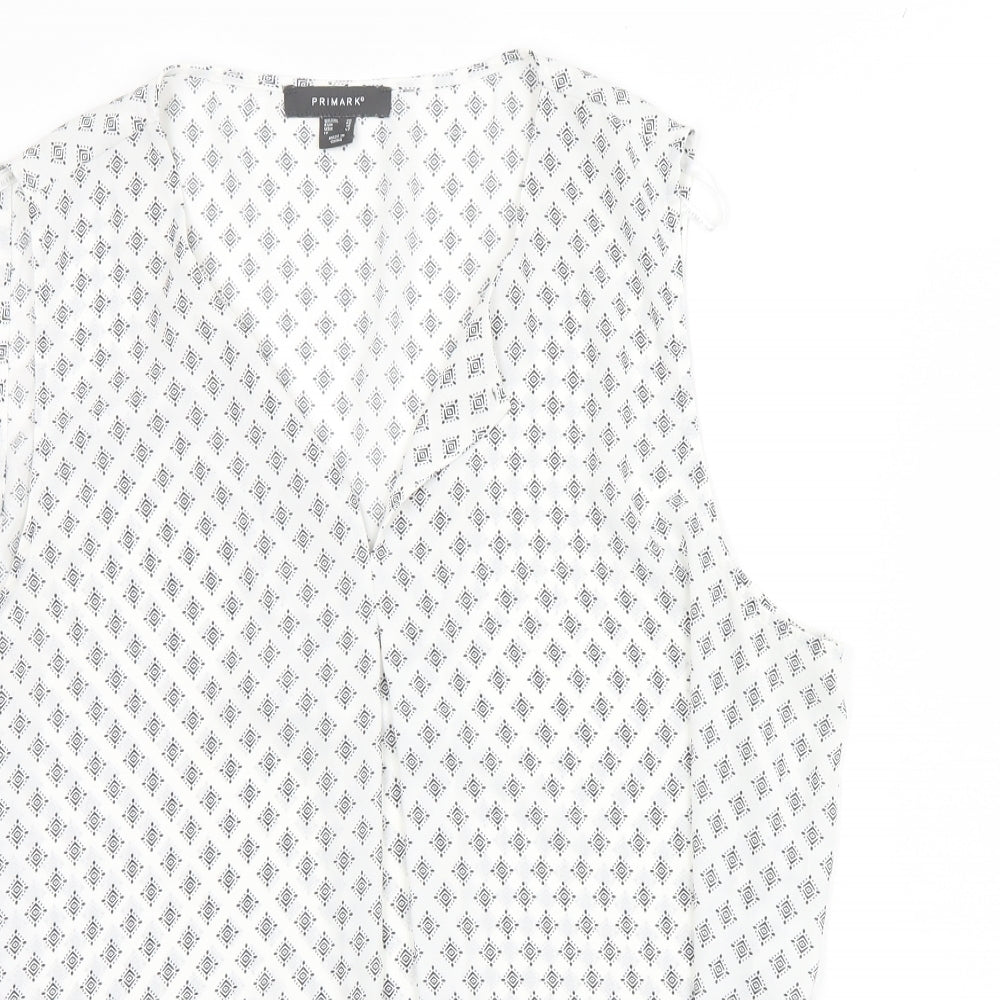 Primark Womens White Geometric  Basic Tank Size 20