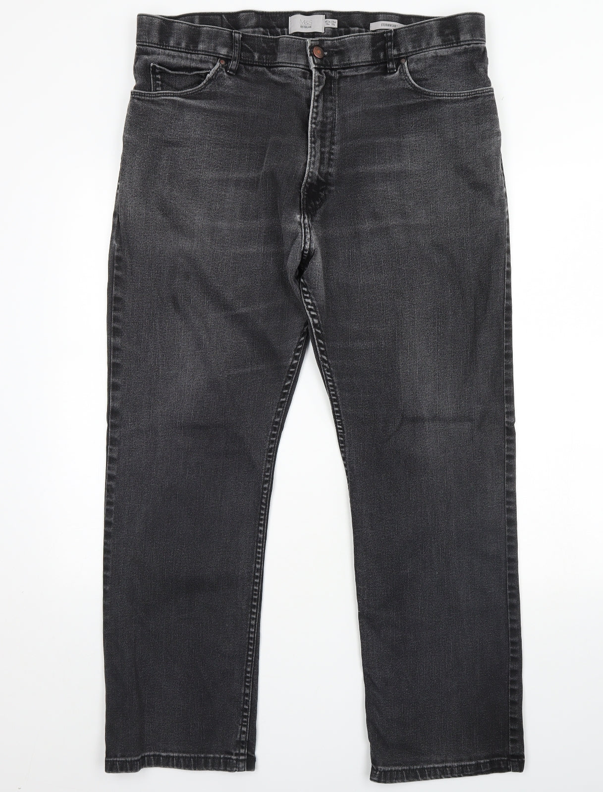 M&s Mens Black  Denim Straight Jeans Size 38 in L29 in