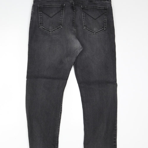 M&s Mens Black  Denim Straight Jeans Size 38 in L29 in