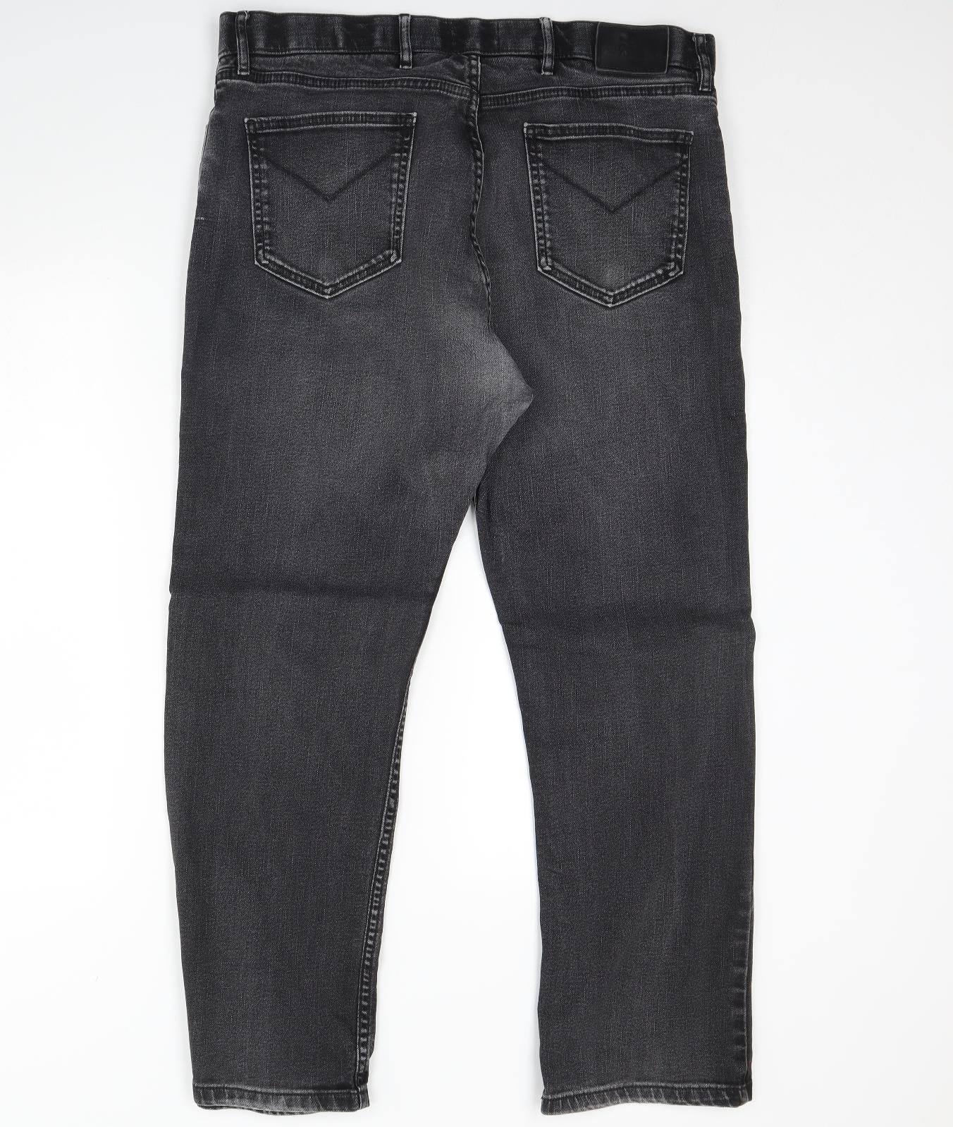 M&s Mens Black  Denim Straight Jeans Size 38 in L29 in