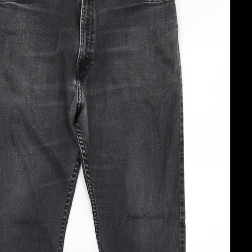 M&s Mens Black  Denim Straight Jeans Size 38 in L29 in