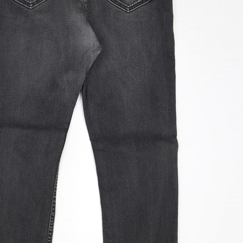 M&s Mens Black  Denim Straight Jeans Size 38 in L29 in