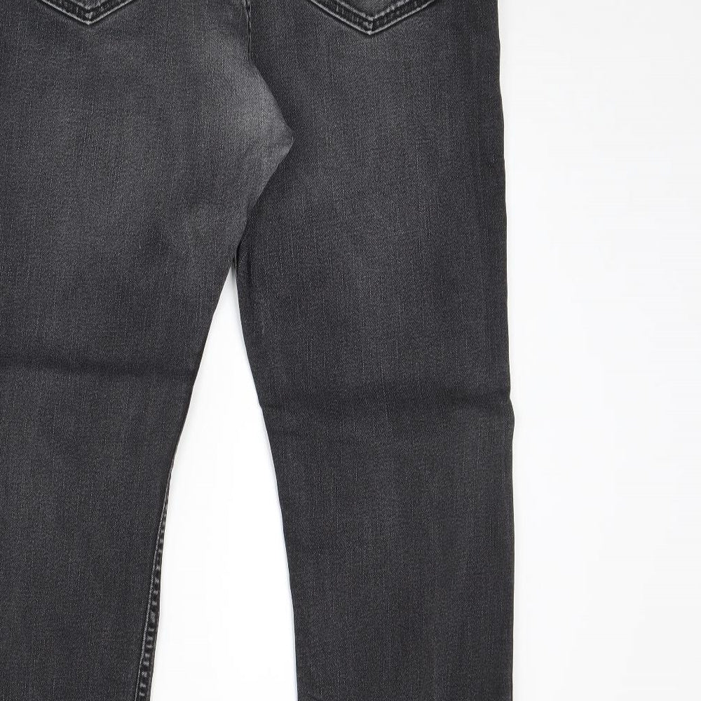 M&s Mens Black  Denim Straight Jeans Size 38 in L29 in