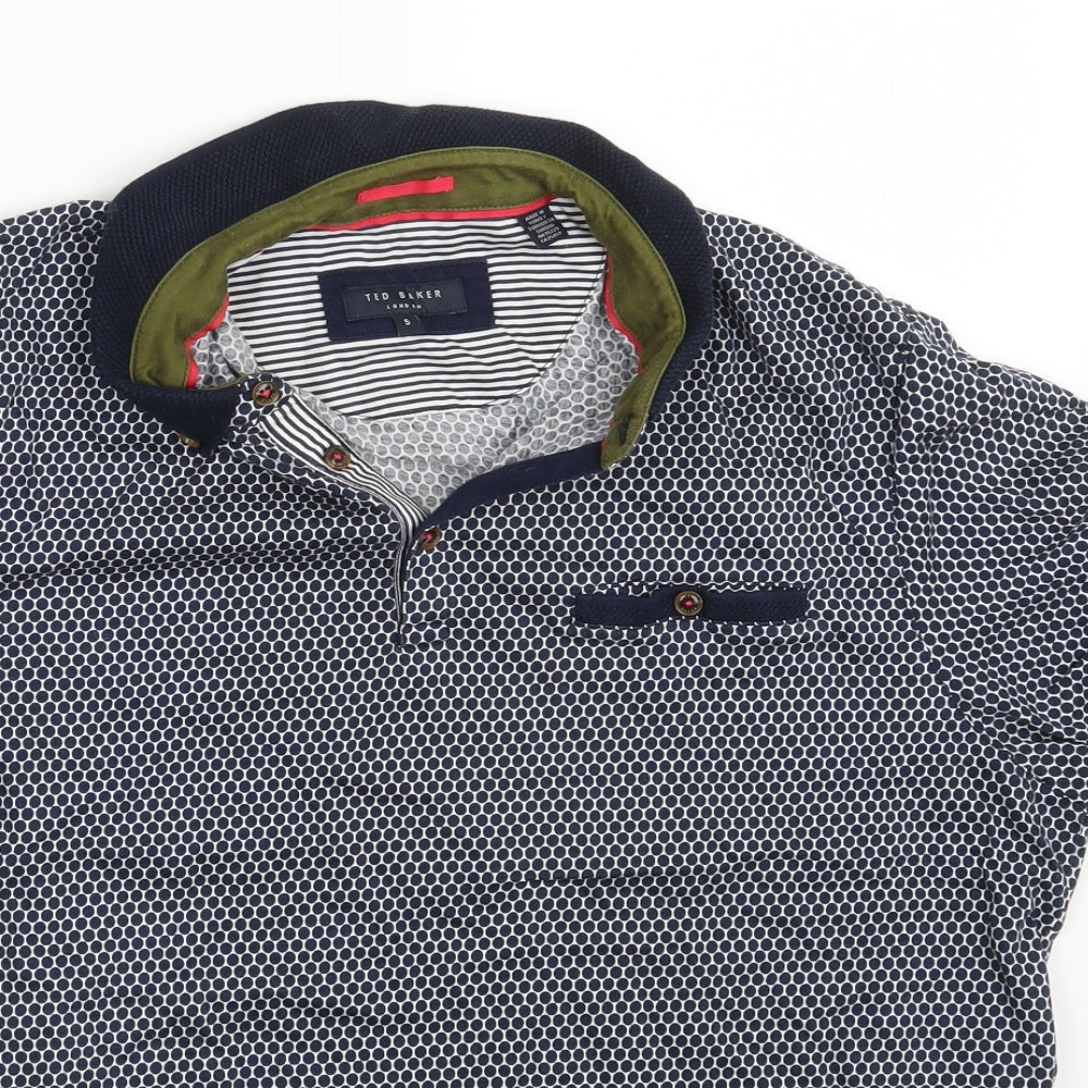 Ted Baker Mens Blue Polka Dot   Polo Size S