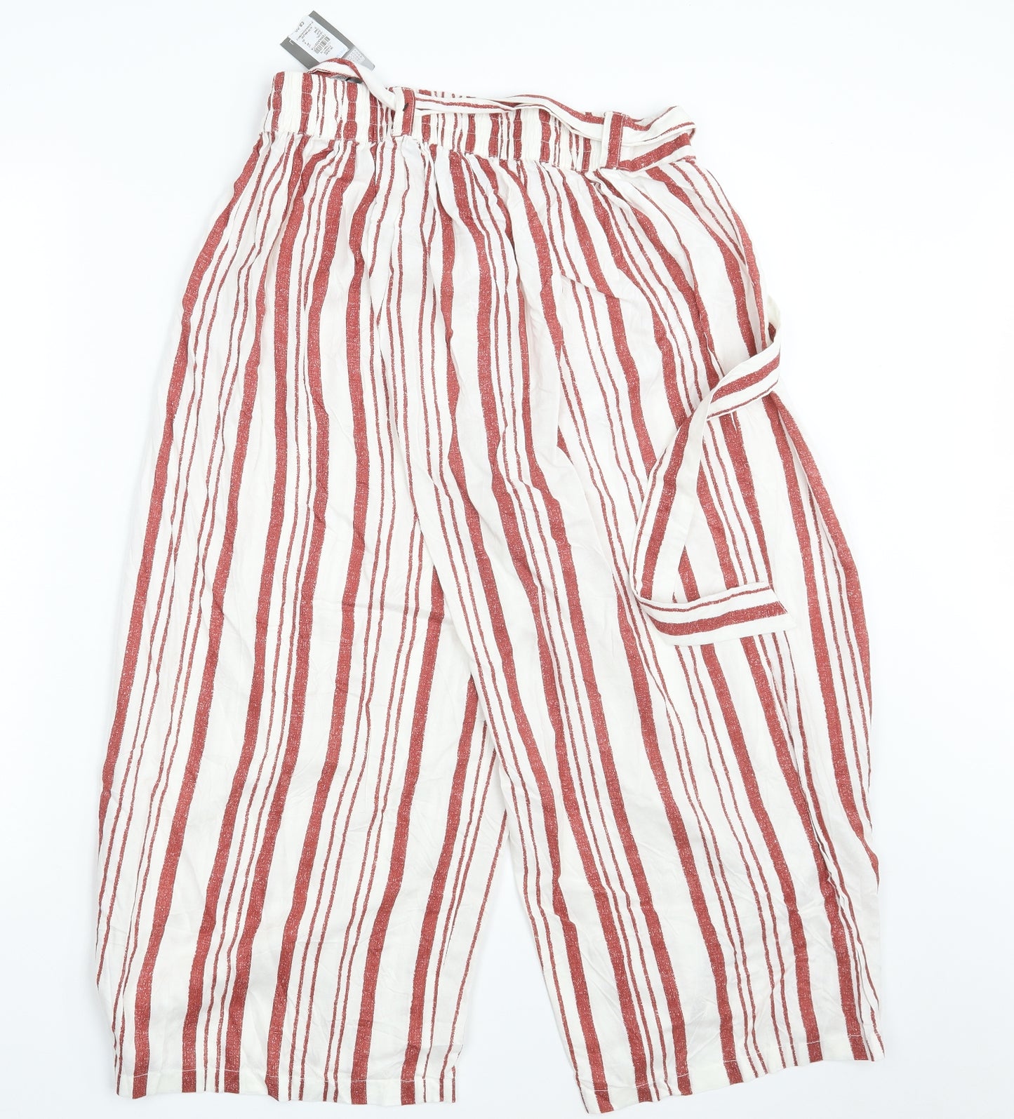 Primark Womens White Striped  Bloomer Trousers Size 12 L21 in