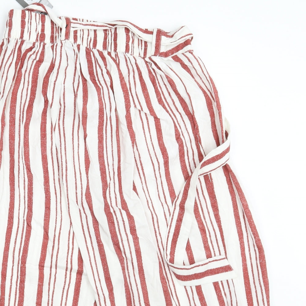 Primark Womens White Striped  Bloomer Trousers Size 12 L21 in