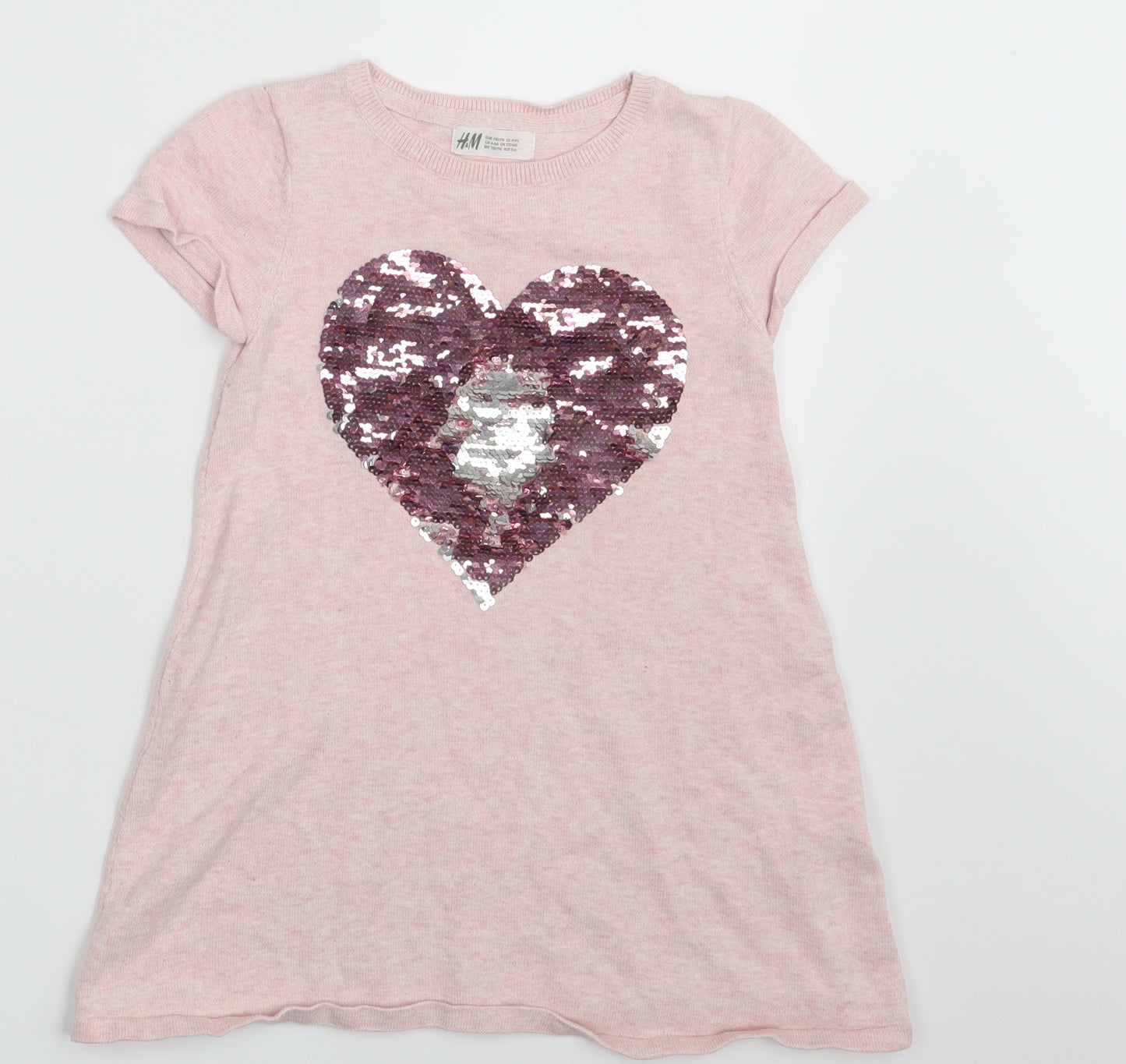 H&M Girls Pink   Pullover Jumper Size 4-5 Years
