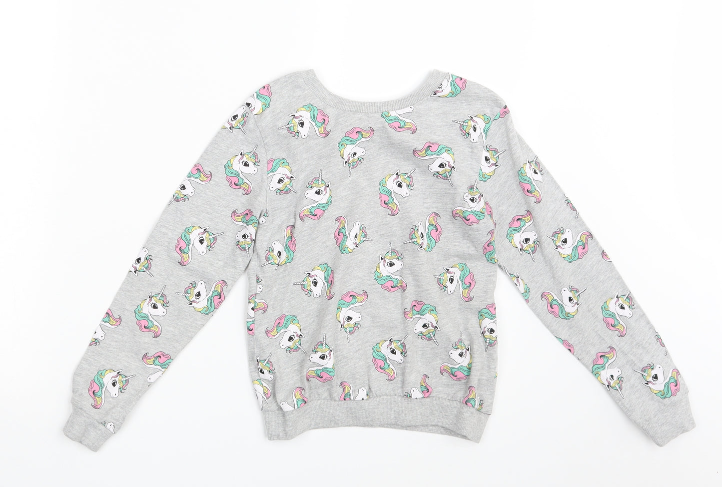 H&M Girls Grey   Pullover Sweatshirt Size 6-7 Years  - Unicorn