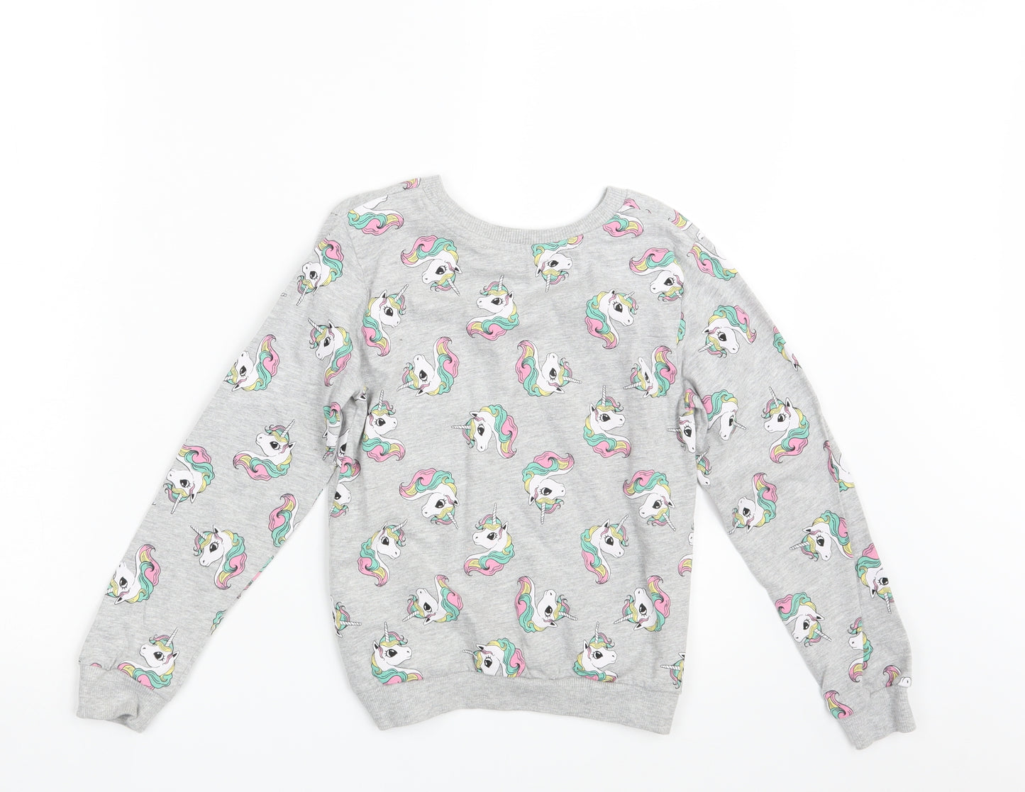 H&M Girls Grey   Pullover Sweatshirt Size 6-7 Years  - Unicorn