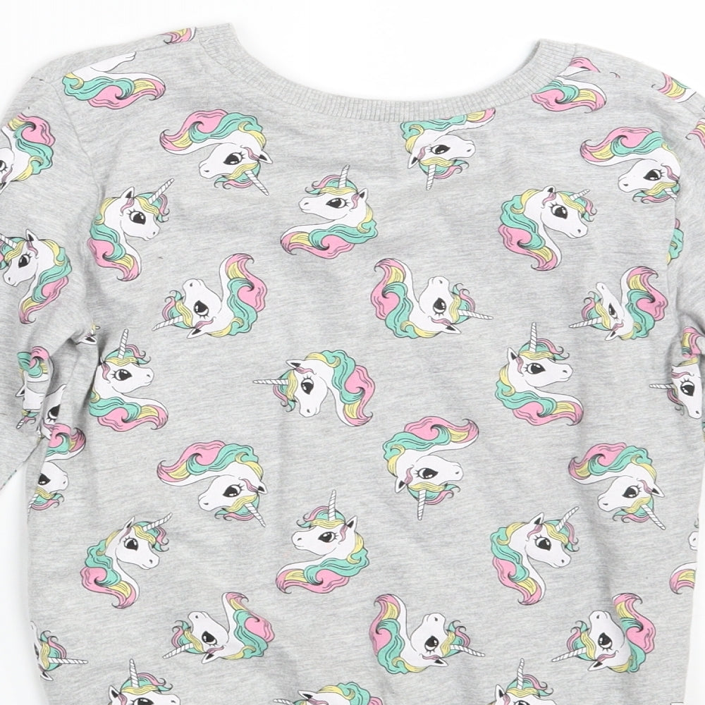 H&M Girls Grey   Pullover Sweatshirt Size 6-7 Years  - Unicorn