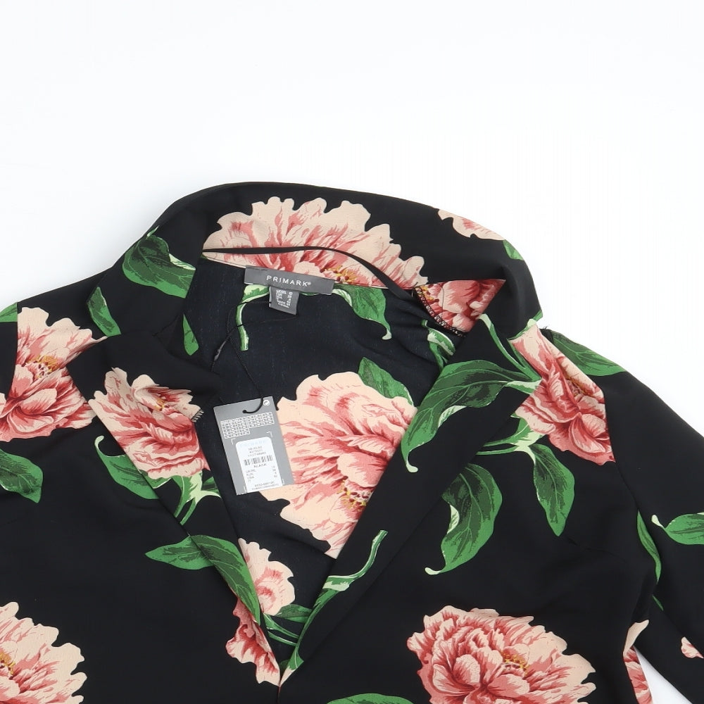 Primark Womens Black Floral  Basic Blouse Size 10