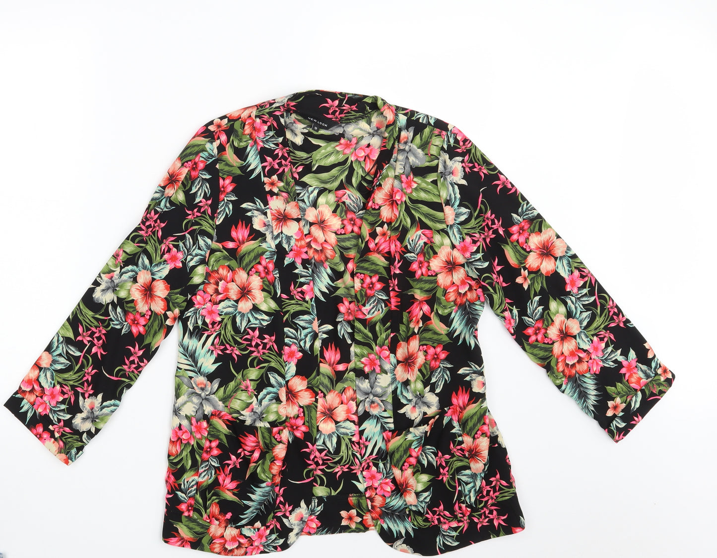 New Look Womens Black Floral  Jacket Blazer Size 12