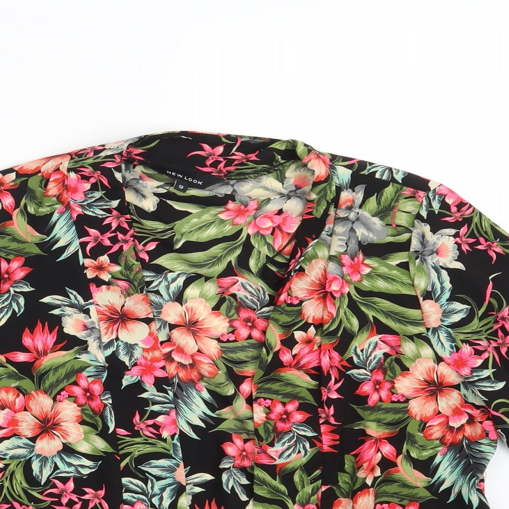 New Look Womens Black Floral  Jacket Blazer Size 12