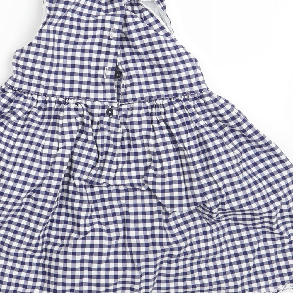 George Girls Blue Check  A-Line  Size 18-24 Months