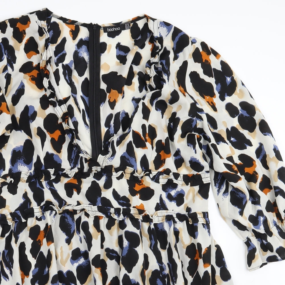 Boohoo Womens Multicoloured Animal Print  Fit & Flare  Size 18