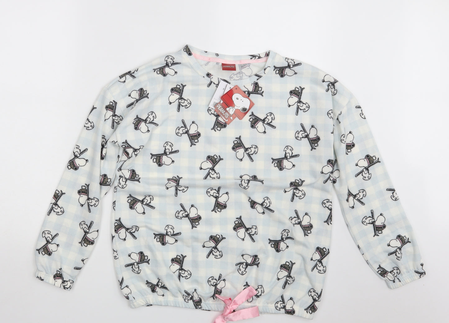 George Womens White Check  Top Pyjama Top Size 8  - Peanuts