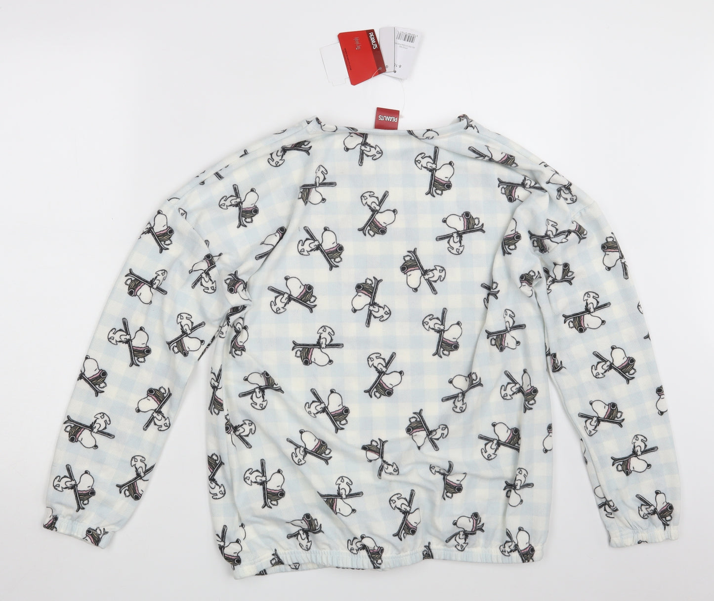 George Womens White Check  Top Pyjama Top Size 8  - Peanuts