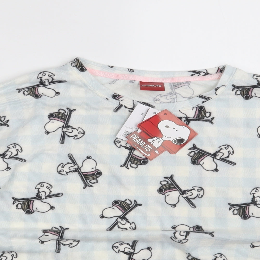 George Womens White Check  Top Pyjama Top Size 8  - Peanuts