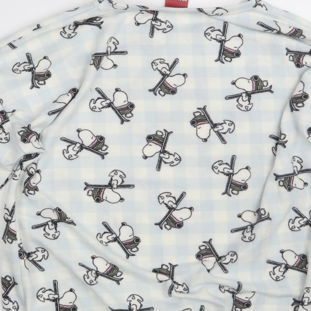 George Womens White Check  Top Pyjama Top Size 8  - Peanuts