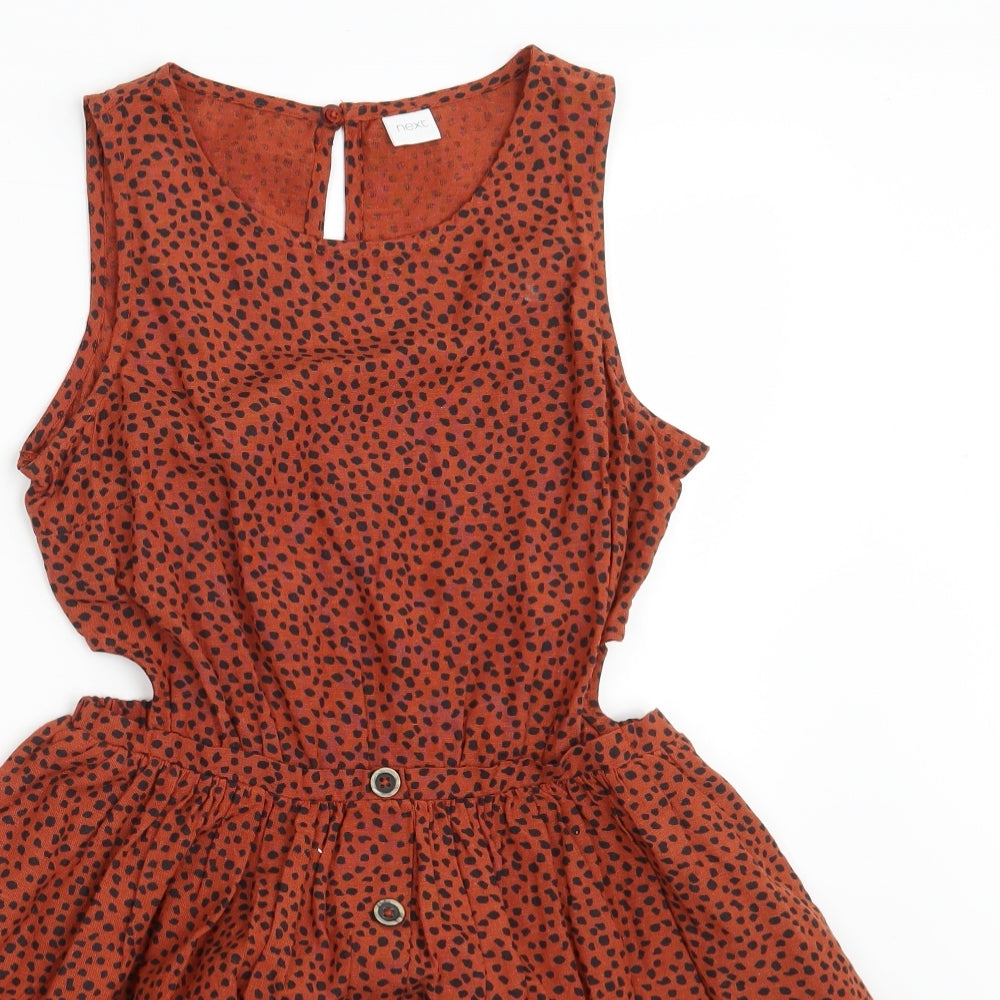 NEXT Girls Brown Animal Print  Fit & Flare  Size 11 Years