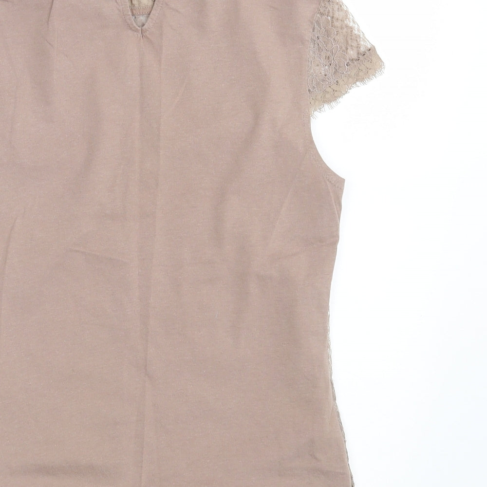 Dorothy Perkins Womens Purple Floral  Basic T-Shirt Size 8