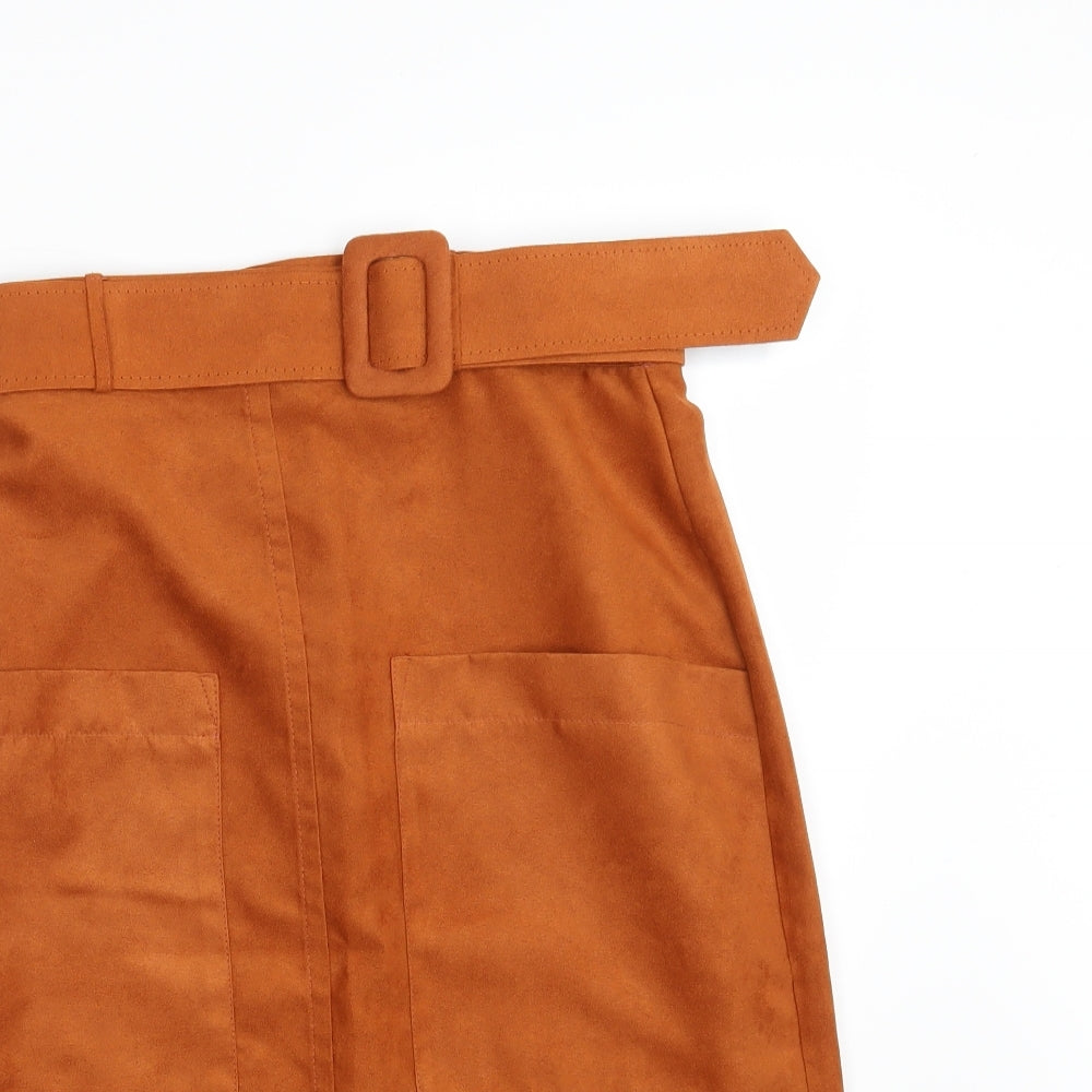 Primark Womens Brown   Straight & Pencil Skirt Size 8  - Belted