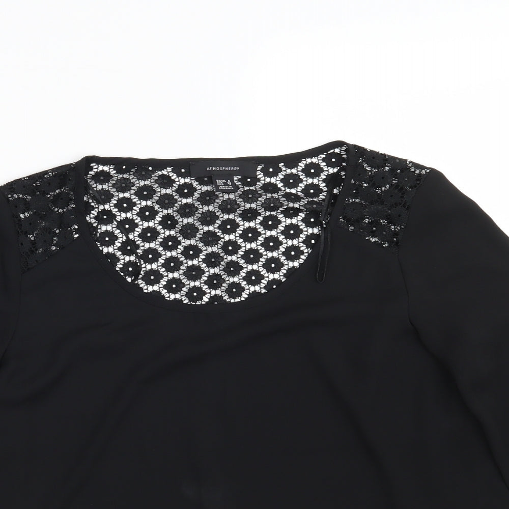 Atmosphere Womens Black Floral  Basic Blouse Size 8