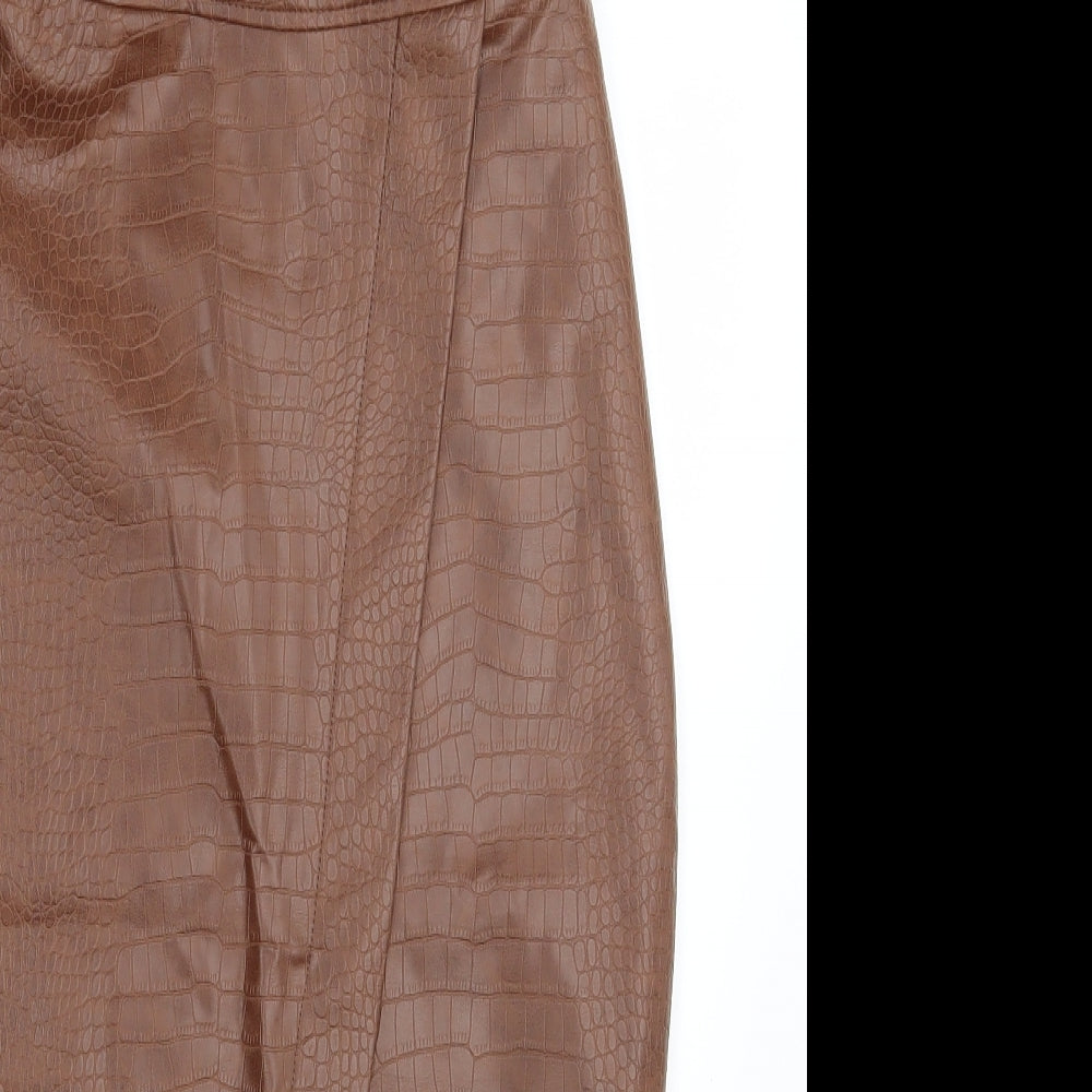 Primark Womens Brown Animal Print  Straight & Pencil Skirt Size 8  - Belted