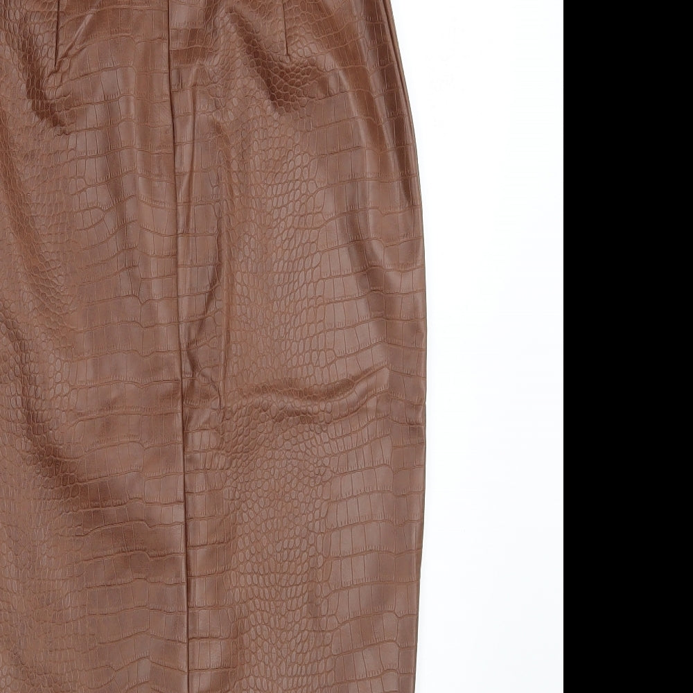 Primark Womens Brown Animal Print  Straight & Pencil Skirt Size 8  - Belted