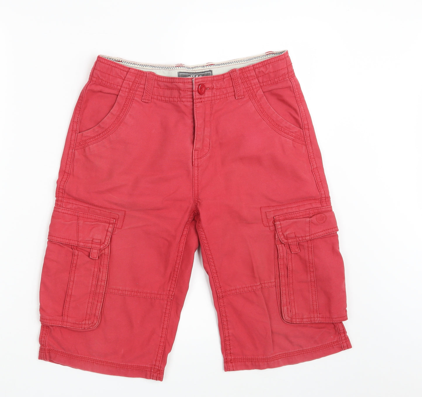 Fat Face Boys Red  Denim Cargo Shorts Size 12-13 Years