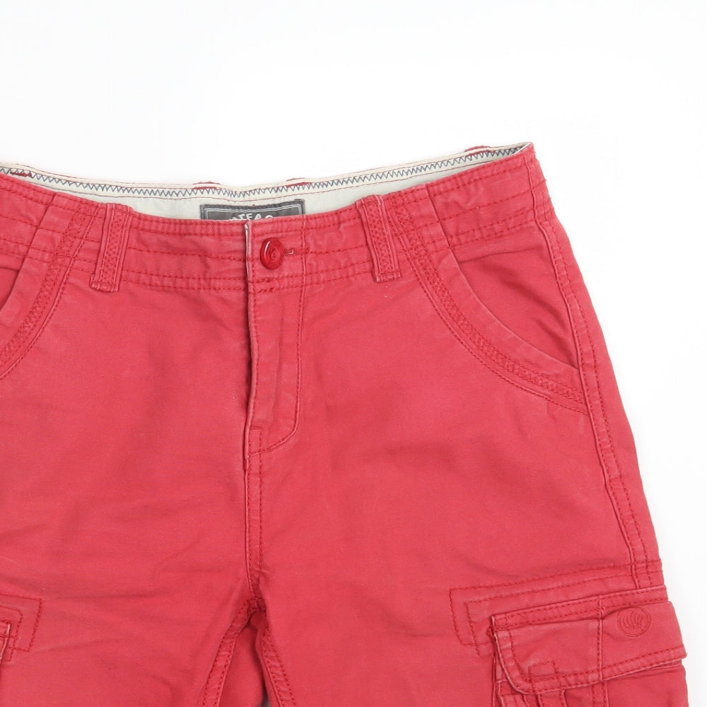 Fat Face Boys Red  Denim Cargo Shorts Size 12-13 Years
