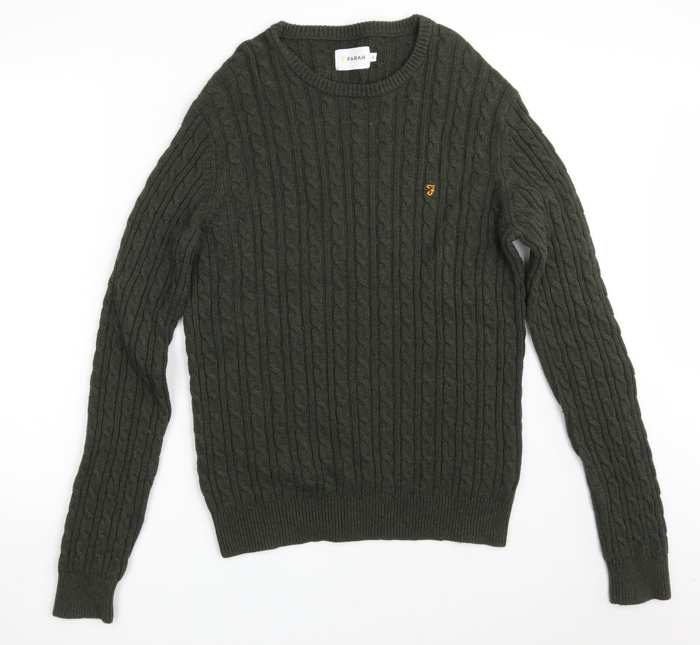 Farah Mens Green  Knit Pullover Jumper Size M