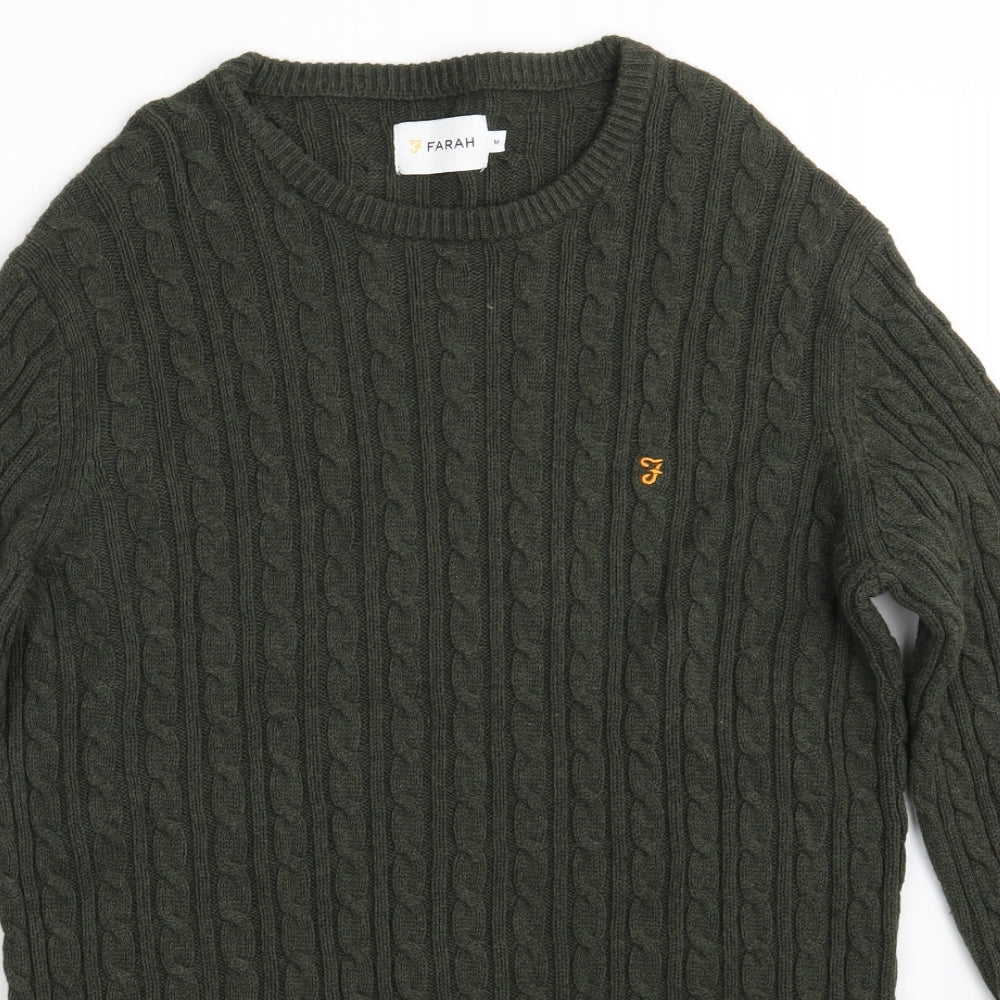 Farah Mens Green  Knit Pullover Jumper Size M