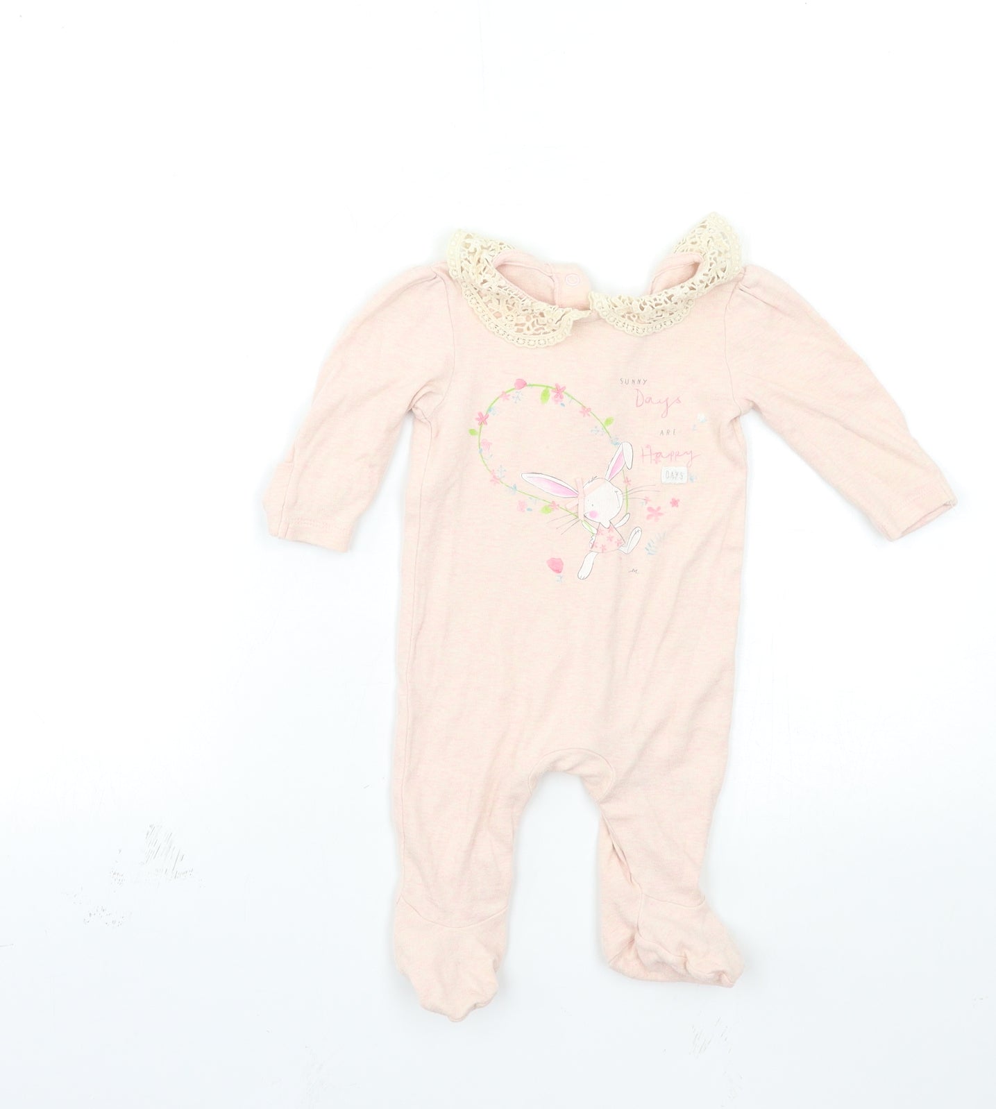 mamas & papas Baby Pink   Babygrow One-Piece Size 0-3 Months  - rabbit