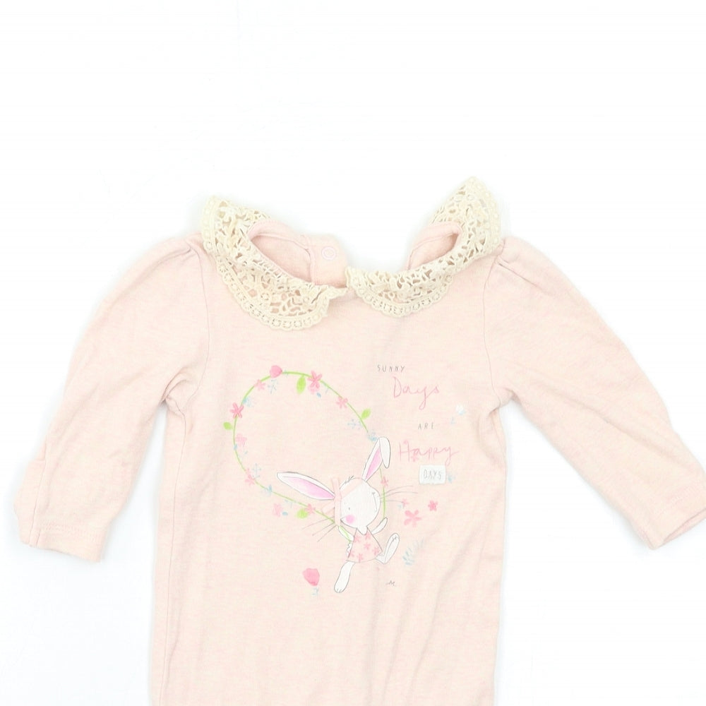 mamas & papas Baby Pink   Babygrow One-Piece Size 0-3 Months  - rabbit