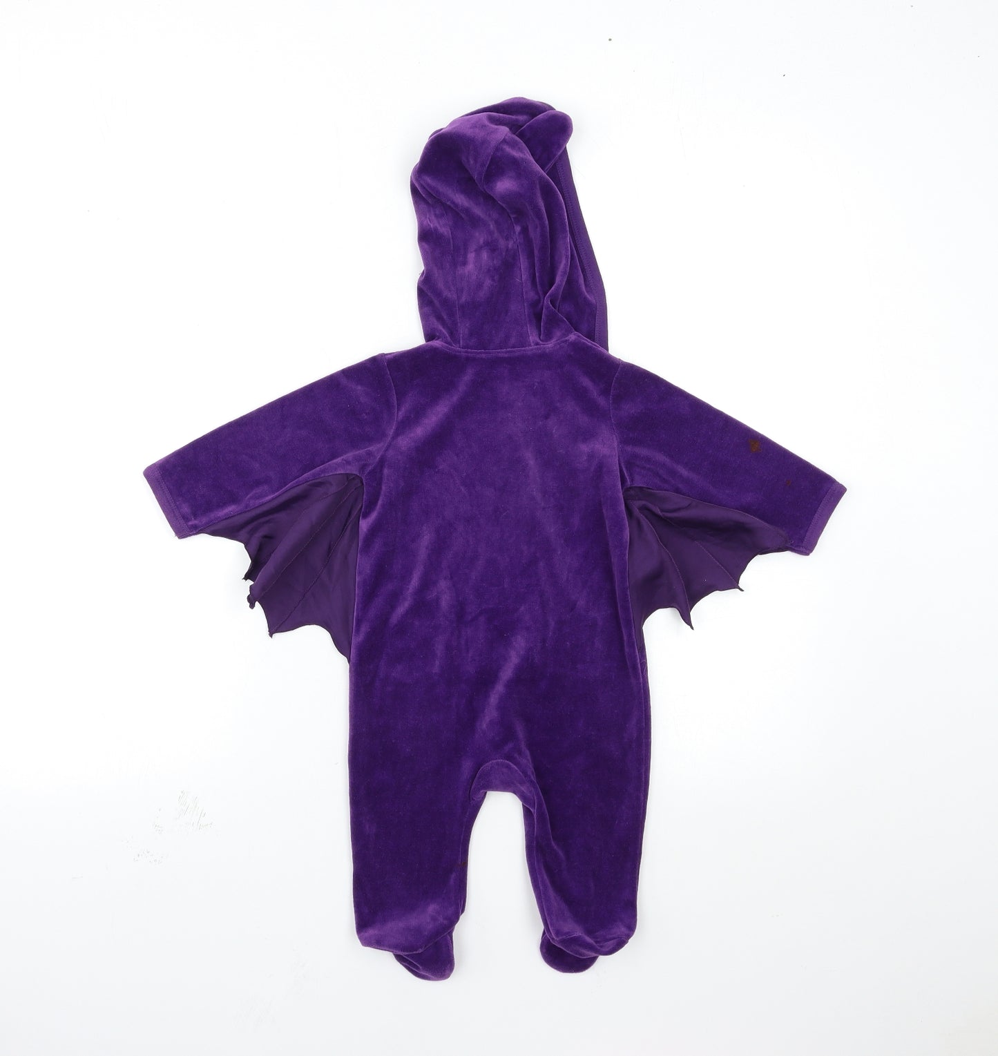 Matalan Baby Purple  Fleece Babygrow One-Piece Size 6-9 Months  - Halloween bat