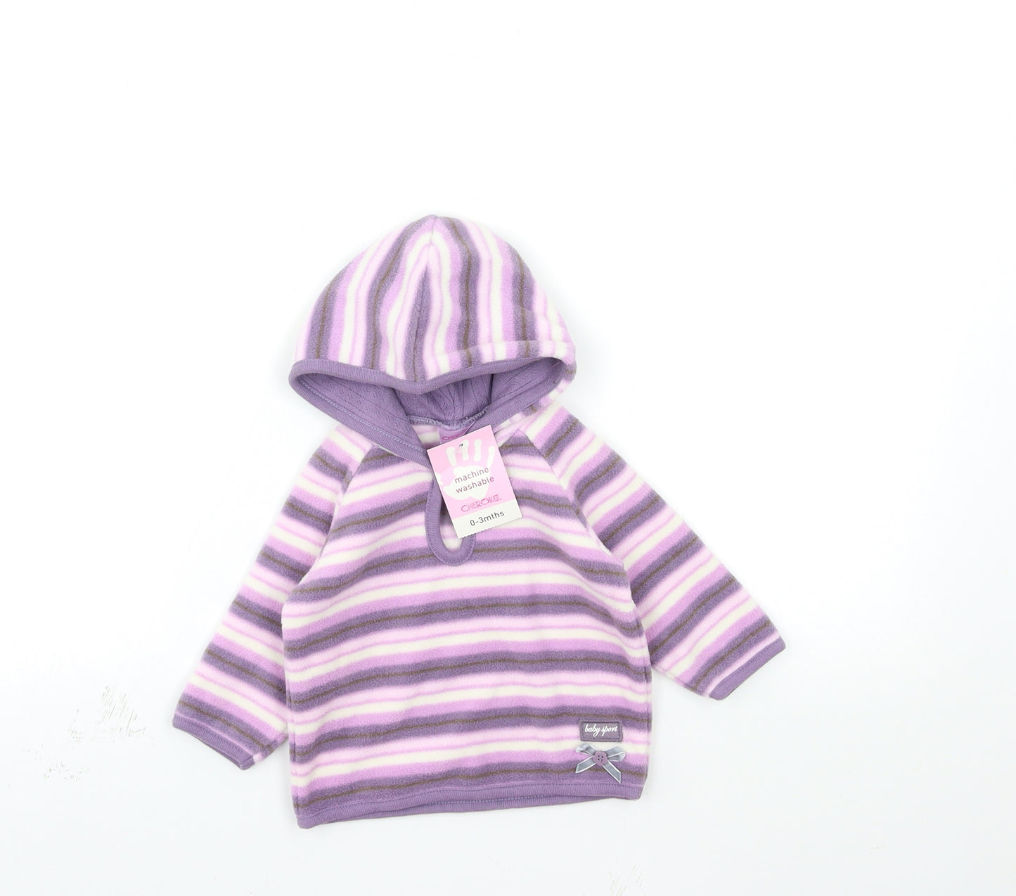 Cherokee Baby Purple Striped Fleece Pullover Jumper Size 0-3 Months
