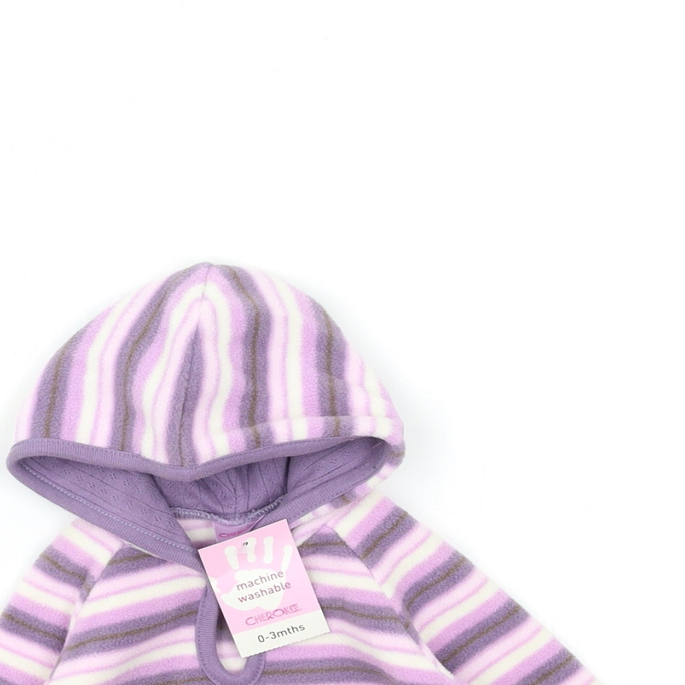 Cherokee Baby Purple Striped Fleece Pullover Jumper Size 0-3 Months