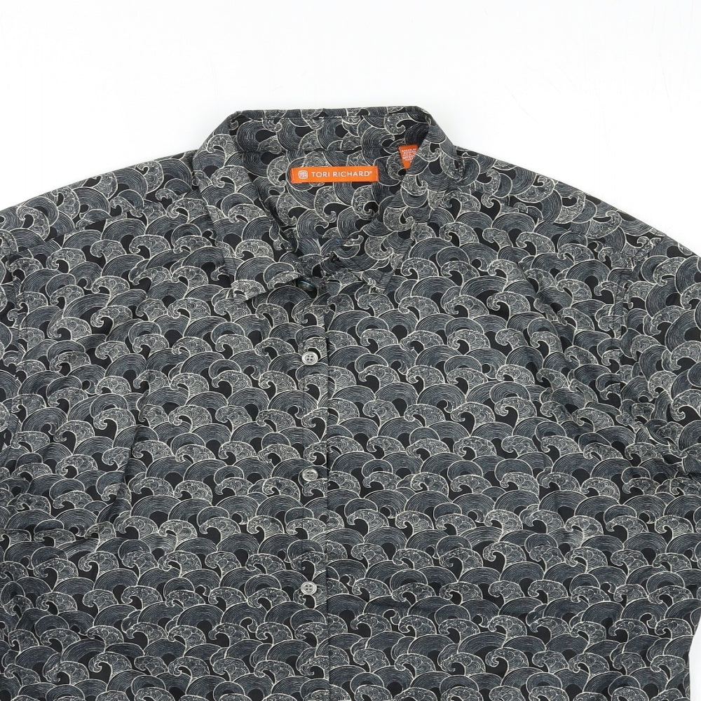 Tori Richard Mens Grey Geometric   Button-Up Size L
