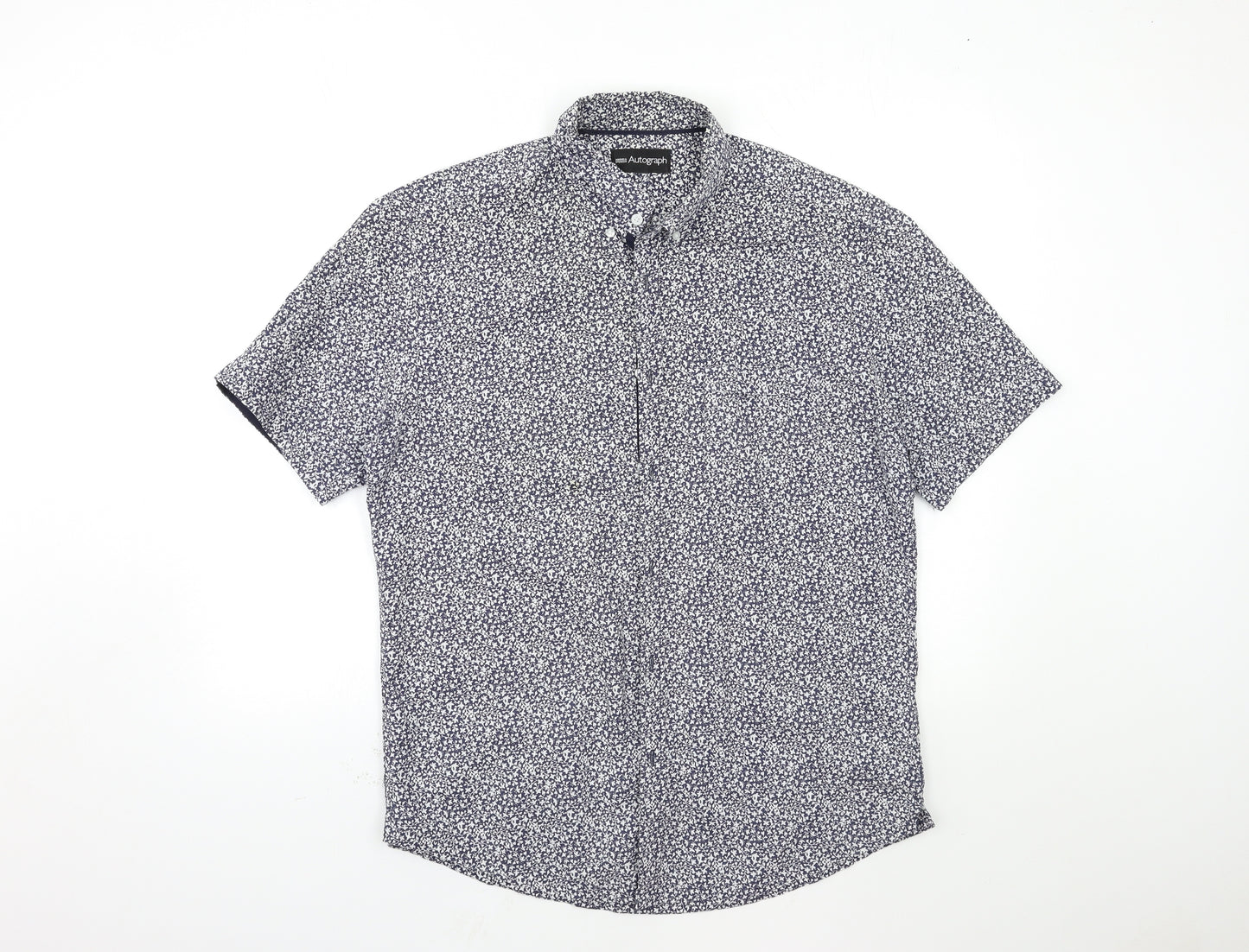 Marks and Spencer Mens Blue Floral   Button-Up Size L