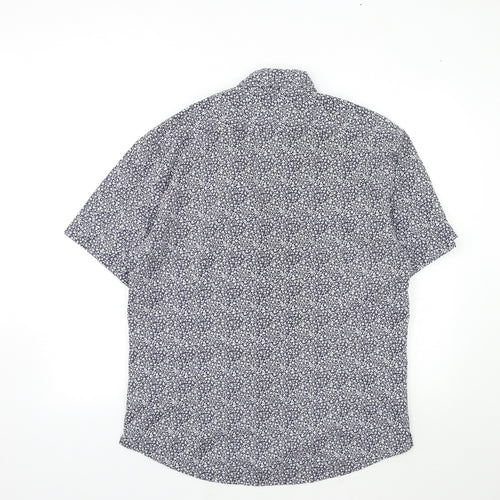 Marks and Spencer Mens Blue Floral   Button-Up Size L