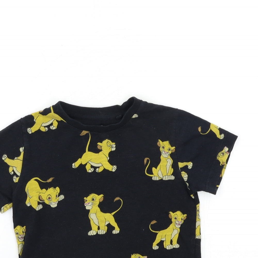NEXT Boys Black Animal Print  Basic T-Shirt Size 4-5 Years  - Lion king